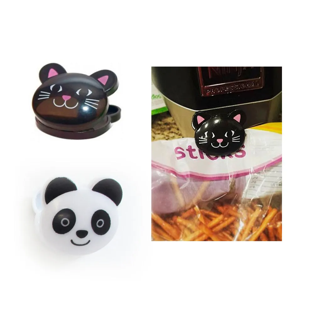 6 Pk Multi Purpose Clips Kitchen Metal Food Sealing Bag Snack Chip Holder Panda