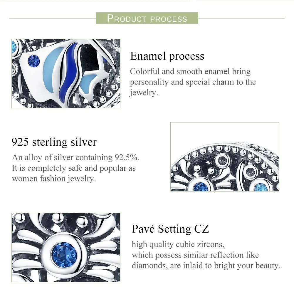 925 Sterling Silver Underwater World Fish & Crab Beads