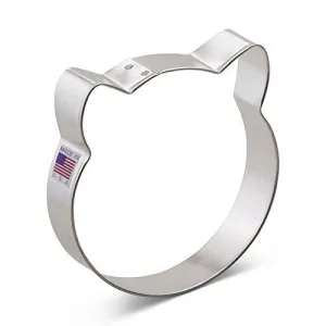 Cat Face Metal Cookie and Fondant Cutter - Ann Clark - 3.75 Inches - US Tin Plated Steel