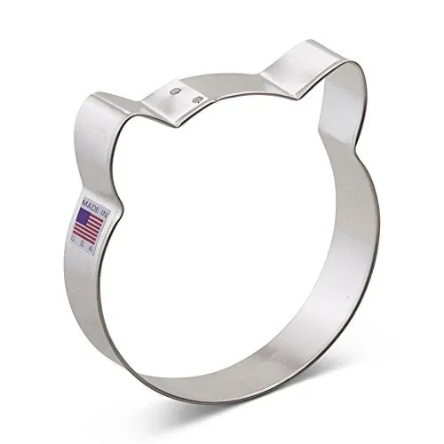 Cat Face Metal Cookie and Fondant Cutter - Ann Clark - 3.75 Inches - US Tin Plated Steel