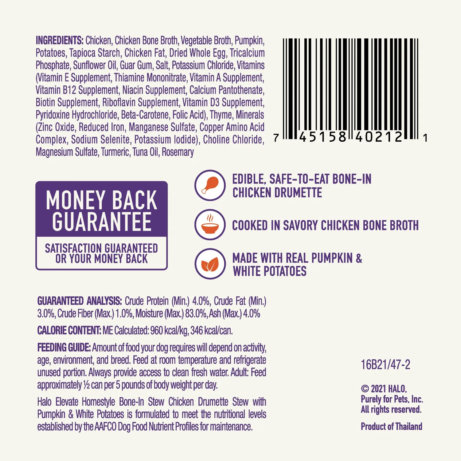 Elevate Homestyle Bone-In Grain Free Chicken Stew w/ Pumpkin & White Potatoes Wet Dog Food, 12.7 oz can (case of 6)