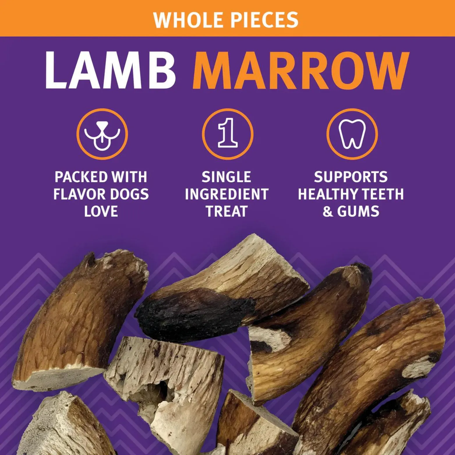 Icelandic  Lamb Marrow Whole Pieces Dog Treats, 4 oz