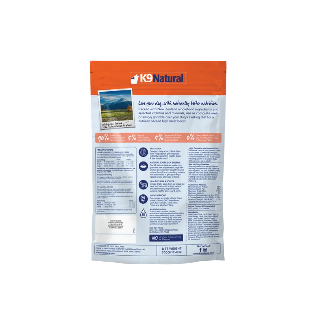 K9 Natural Lamb and King Salmon Freeze Dried Dog Food 500g