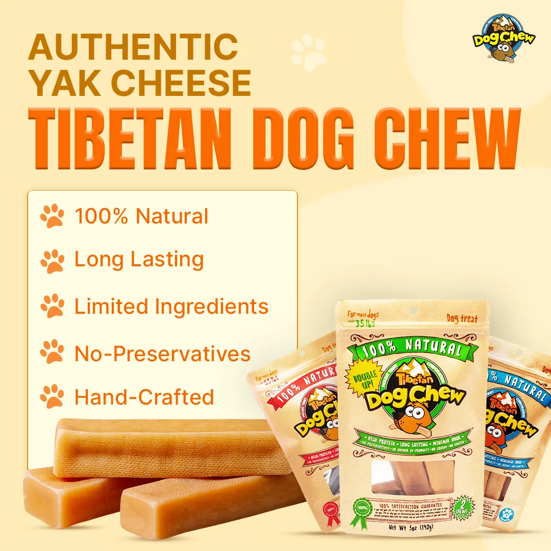 Long Lasting Yak Cheese Chews for Large dogs - 2 sticks