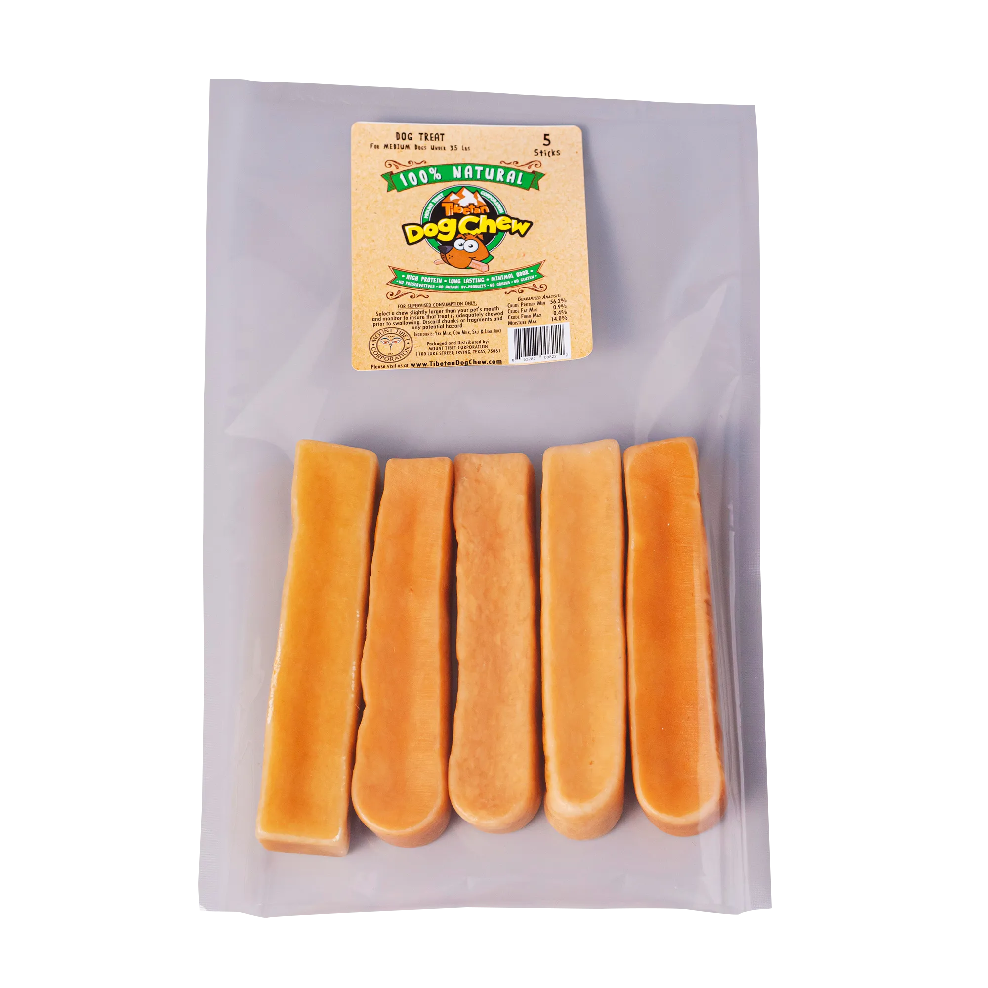 Long Lasting Yak Cheese Chews for Medium dogs - 5 sticks