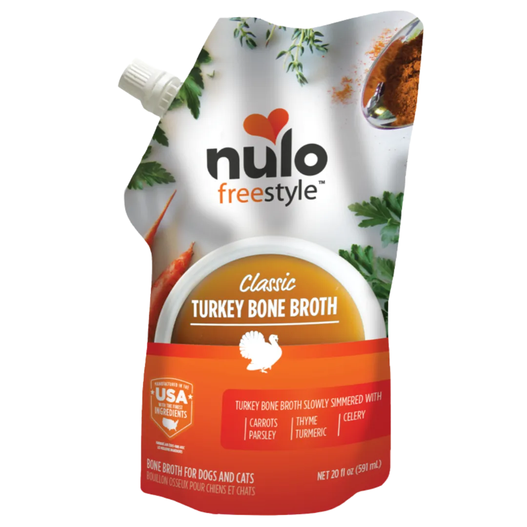 Nulo Freestyle Grain-Free Classic Turkey Bone Broth Dog & Cat Food Topper, 20 oz