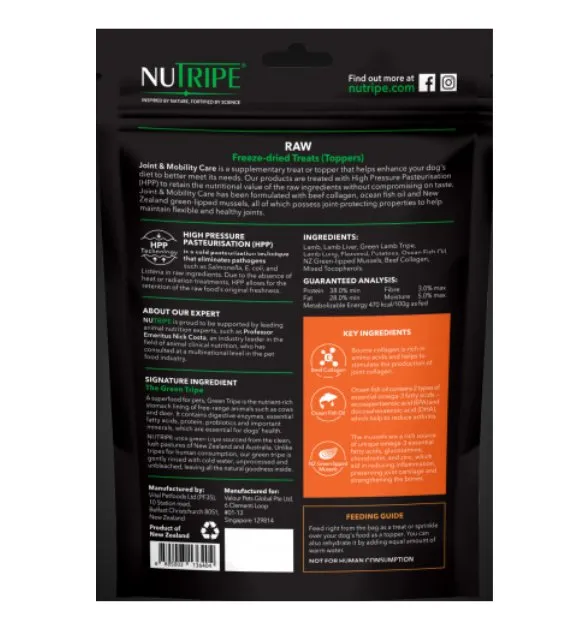 Nutripe Raw Freeze Dried Dog Treats & Toppers (Joint & Mobility Care)